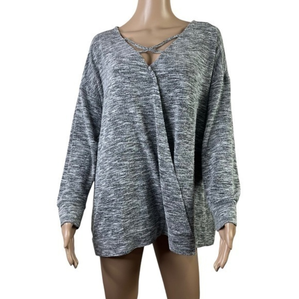 Sunday Women’s Cardigan Blouse Gray Pullover Size 2X